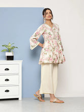 Beige & Pink Floral Print Co-Ords-AHTUPZ-COMBO-610-ICH